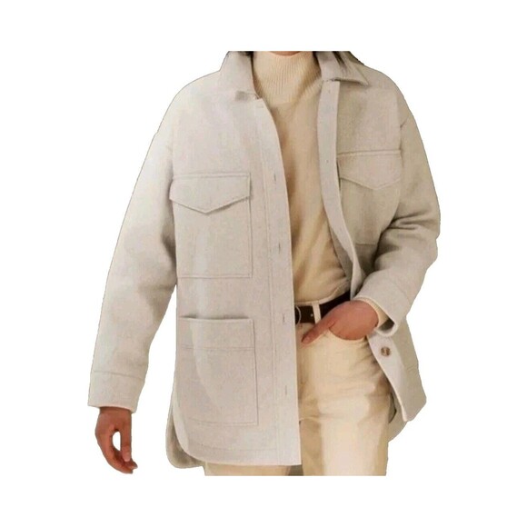 Banana Republic Women's XL Structured Super Soft Shirt Jacket Tan 4-Pocket NWT - Picture 1 of 9